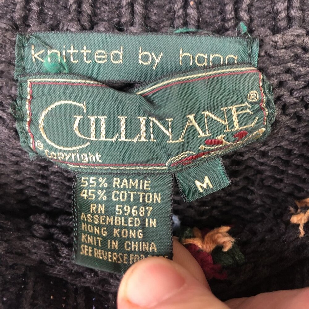 Vintage Cullinane Sweater Womens M Multicolor Floral Patchwork Chunky Knit Artsy - Picture 5 of 16